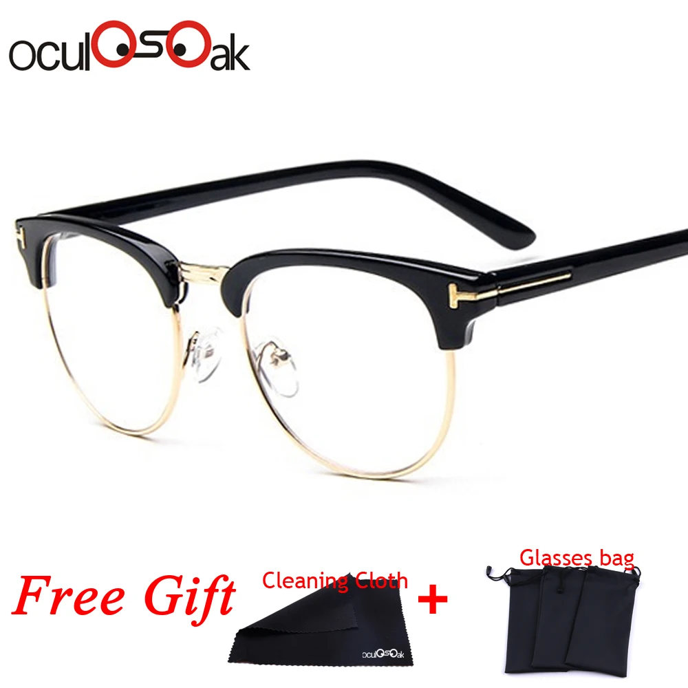 

2019 New Half Metal Women Glasses Frame Men Eyeglasses Frame Vintage SquareClear Glasses Optical Spectacle Frame spectacles