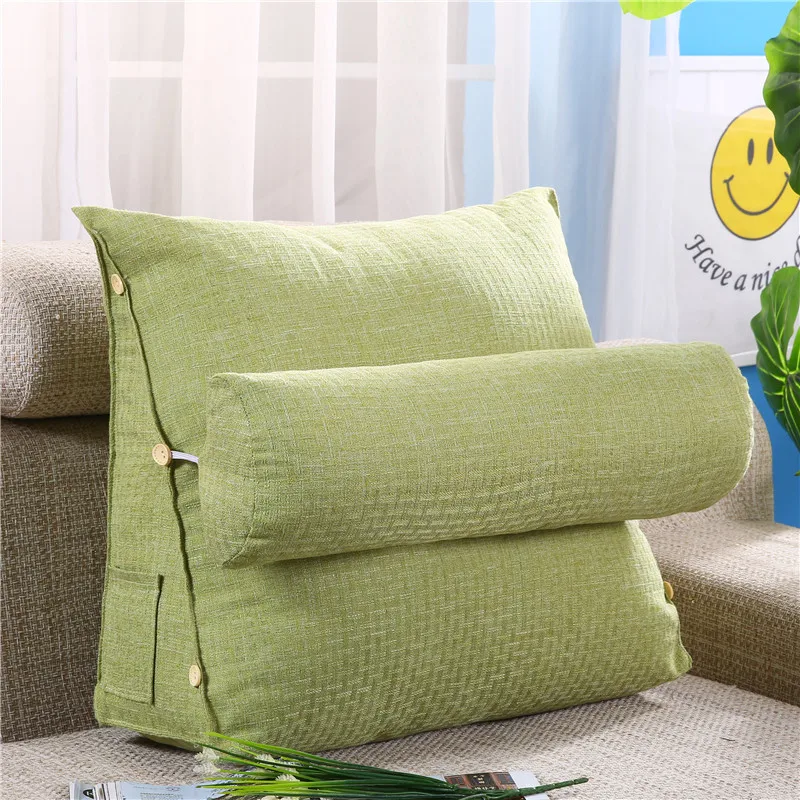 

Bed Triangular Linen Cotton Cushion Chair Big Large Pillow Bedside Lumbar Chair Backrest Lazy Pillow Triangular Pillow Reading