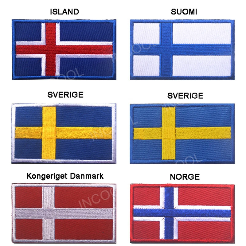 Isola Islanda Suomi Finland Sverige Svezia Kongeriget Danmark Norge Norvegia Bandiere Bandiera Del Ricamo Patch Europea 3d Appliques Toppe Aliexpress