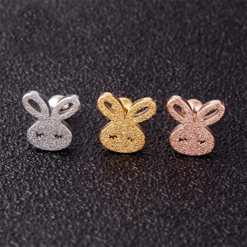 

Korean Fashion Cute Earring Kids Children Gift Jewelry Ear Piercing Earrings Stainless Steel Rabbit Stud Earring For Girl