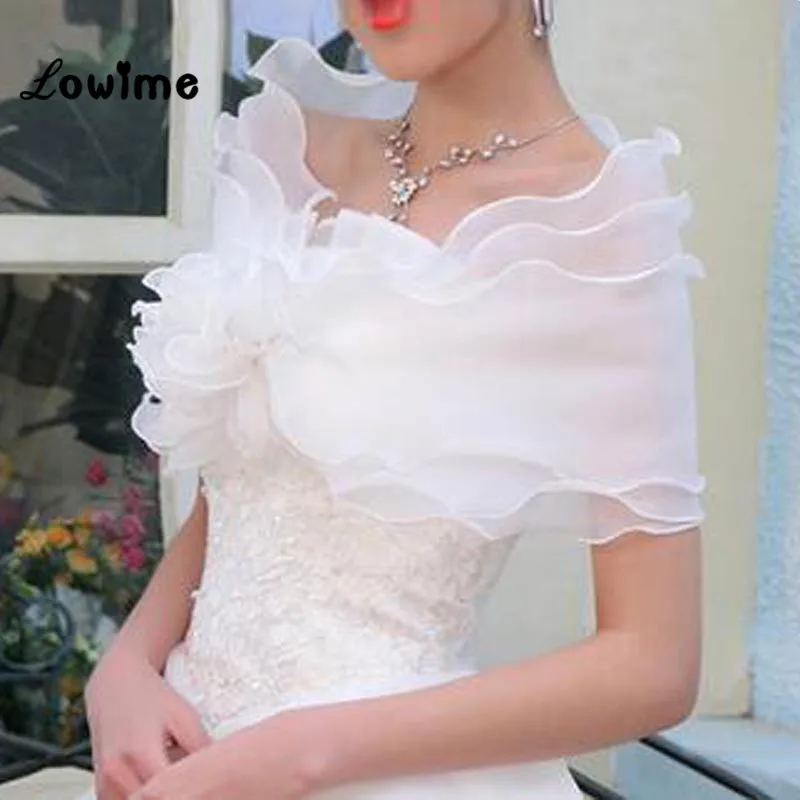 2016 Дешевые Свадебные куртка Белый Красный Свадебные палантины оборками Свадебные аксессуары Для женщин свадебное болеро Вечеринка платье