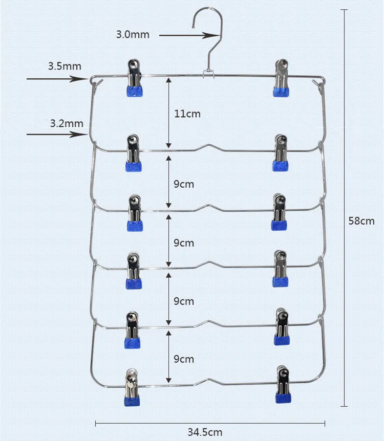 6 слоев Компактный органайзер для брюк и юбок Нескользящая складная стальная вешалка для шкафов с зажимами для дома многофункциональная стойка