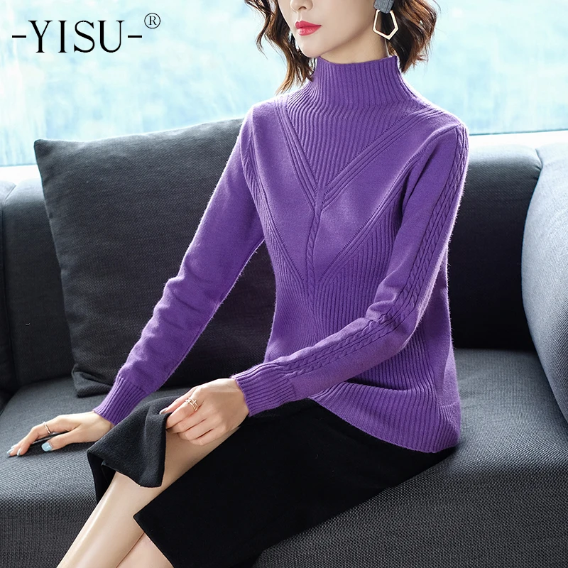 

YISU Thick Turtleneck Sweater Warm Women Sweater Autumn Winter Knitted Femme Pull High Elasticity Soft Female Pullovers Sweater