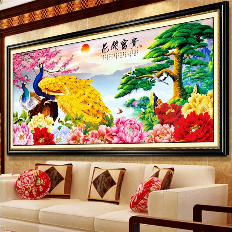 beibehang Custom Chinese peacock peony wealth mural wall paper TV backdrop sofa 3d photo wallpaper for walls 3 d flooring paper