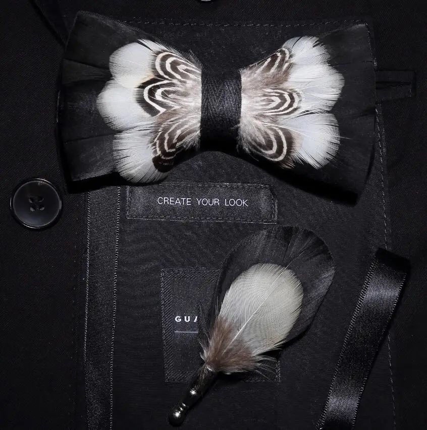 Ricnais брендовая дизайнерская мужская мода перо брошь для галстука-бабочки набор Регулируемый формальный галстук бабочка Свадебная вечеринка с подарочной коробкой - Цвет: 11