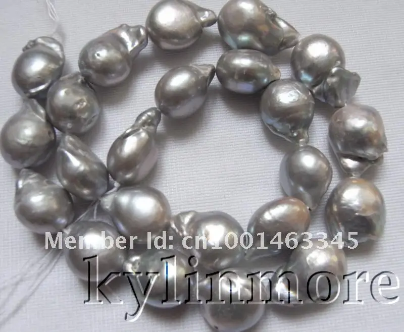 

13x18mm Grey Nucleated Flameball Baroque Pearls 15.5