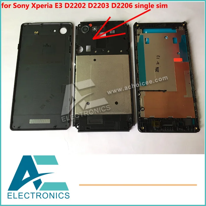 Одиночный SIM полный корпус чехол для Sony Xperia E3 D2202 D2203 D2206 задняя крышка рамка Chassic