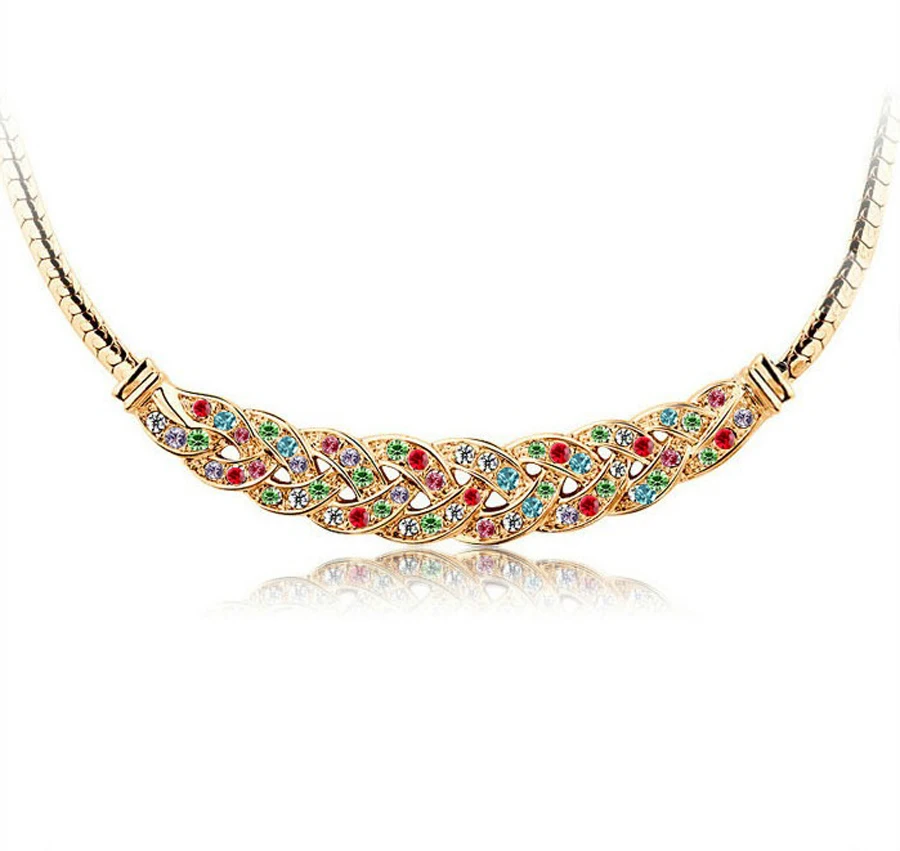 Bridal and Crystal Jewelry Sets austrian crystal 24k gold-color Snake chain for brides