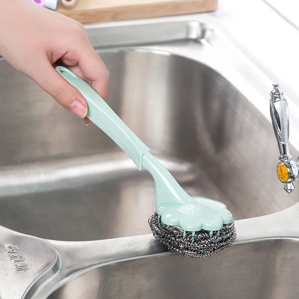 

Household kitchen handle wire ball brush dishwashing brush cleaning tool kitchen cleaning accessories high quality hot sale M3