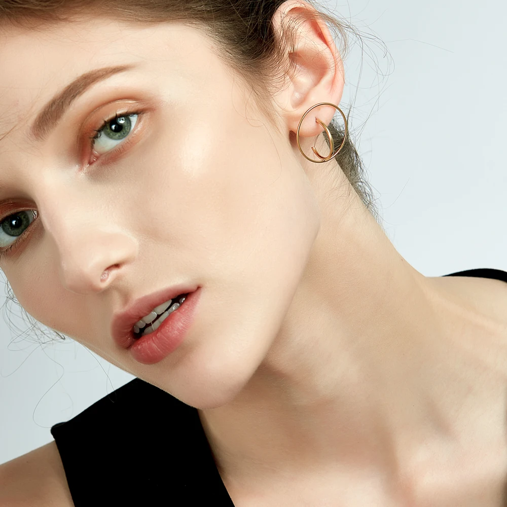 Женские сережки гвоздики Enfashion из нержавеющей стали золотого цвета|stainless steel stud