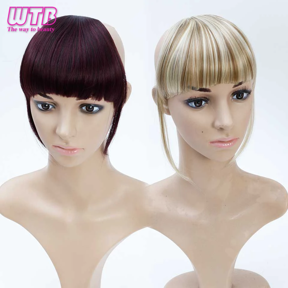 WTB Short Straight Flat bangs Heat Resistant Synthetic Hair Women Hair Pieces Natural Short Fake Hair Bangs