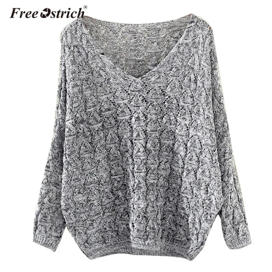 

Free Ostrich Sweater Women Knitted Pullovers V-Neck Oversized Loose Casual Twist Batwing Sleeve Thin Jumper Elegant Tops A0235