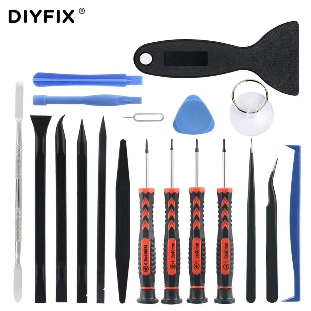 DIYFIX 19 in 1 Phone Opening Repair Tools Kit Precision Screwdriver Set Spudger for MacBook Mobile Phone Tablet PC Hand Tool Set