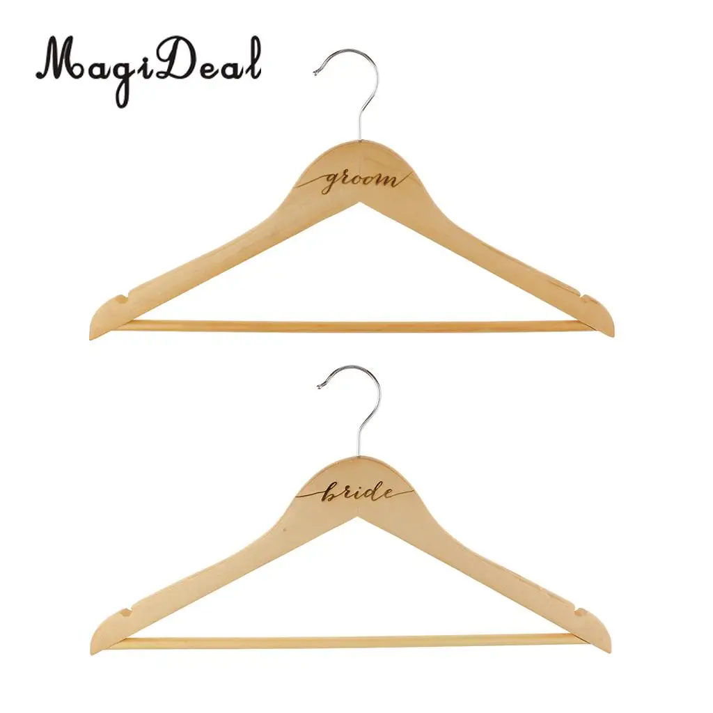 Handmade Natural Wooden Wedding Dress Hanger Bridal Gown Groom Coat