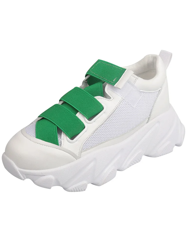 

New Velcro thick-soled muffin wedges with old shoes white shoes women's shoes