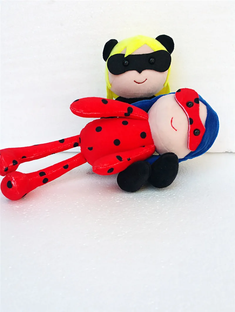 Ladybug Adrien Cat Noir Marinette Plush Dolls Movie Cartoon Ladybug Black Cat Plagg Tikki Peluche Toys Cosplay Gift 25cm 2pcslot (4)
