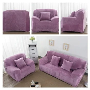 

WLIARLEO Velvet Sofa Cover Thick Plush Fabric Slip-Resistant Purple Cover For Couch Slipcover Elastic Towel couch cover For Home