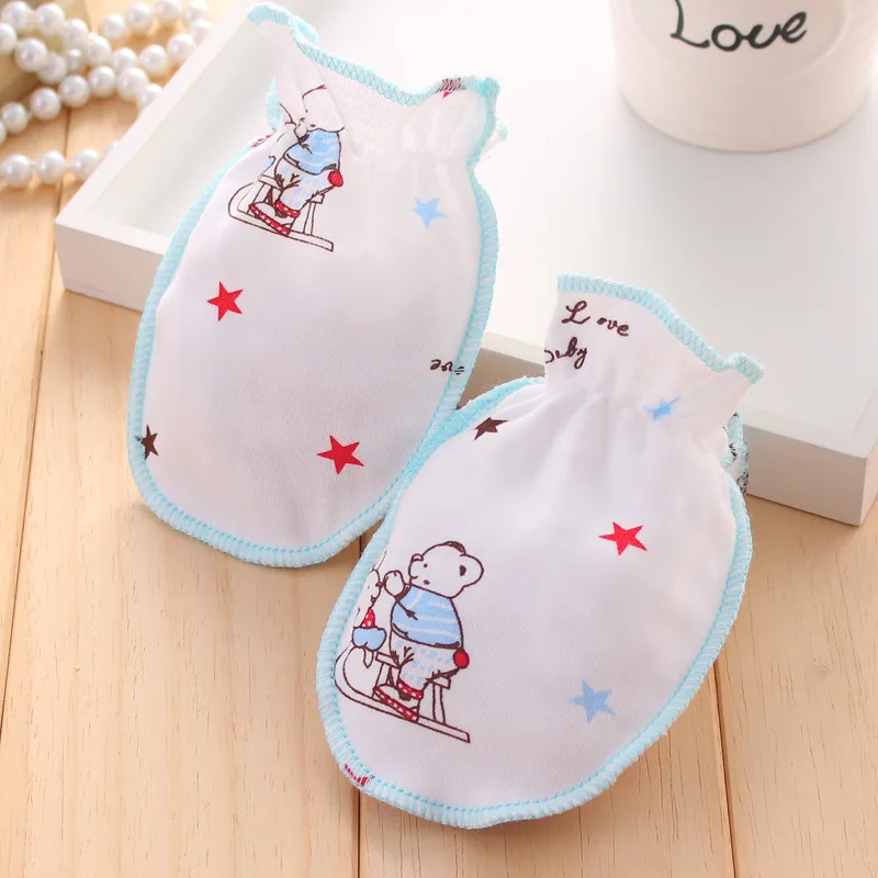 AmyaBaby Cute Baby Anti Scratching Gloves Newborn Protection Face Cotton Scratch Mittens Cartoon Pattern Random Deliery
