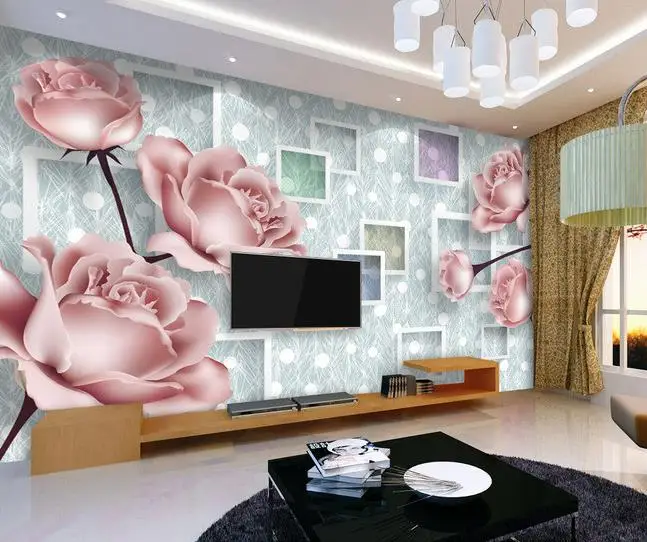 

3d room wallpaper custom mural non-woven wall sticker The awaken of spring rose 3d fashion TV setting wall paint wallpaper
