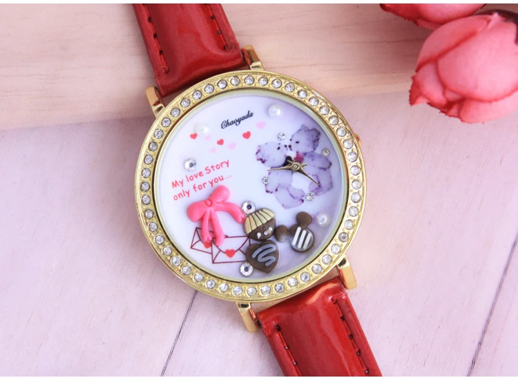 2018 высокое качество Quatrz часы девушки дети кожаные модные красивые часы рельеф праздник день рождения личность подарок часы
