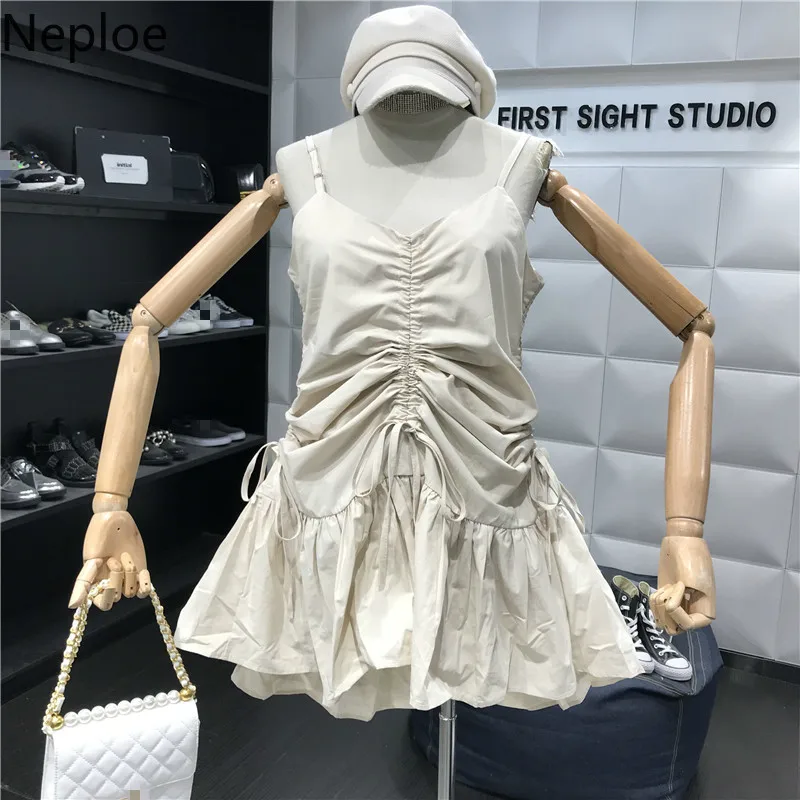 Neploe французский Плиссированное женское платье Лето 2019 новая кофта с v вырезом