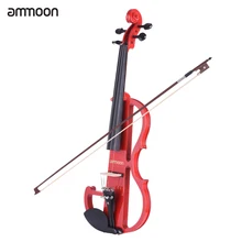 ammoon Full Size 4/4 Electric Violin Solid Wood Electric Silent Violin Fiddle Style-2 Ebony Fingerboard Pegs Chin Rest Tailpiece