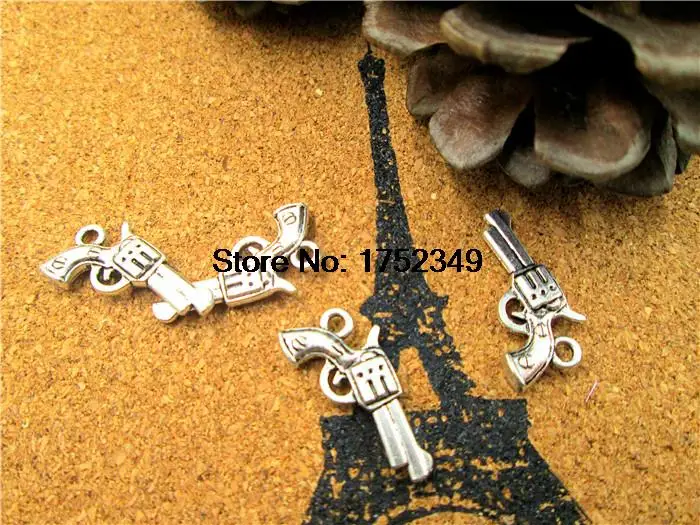 

25pcs--un Charms,Antique silver handguns Pistols uns Charms Pendants 19x14mm