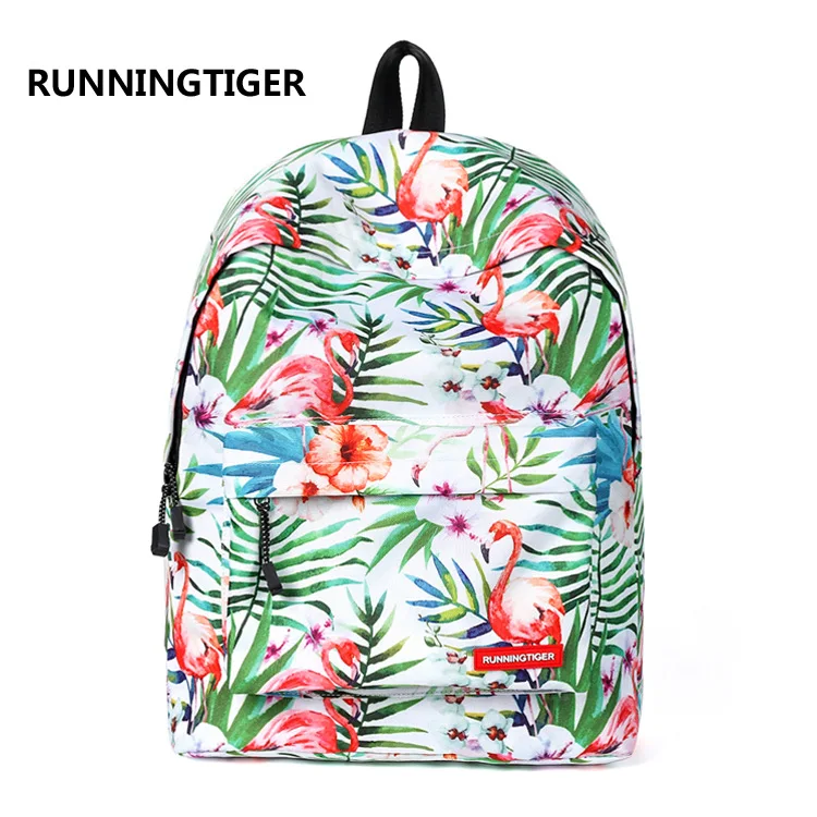 Runningtiger Новый Цветочный рюкзак Фламинго Цветочные школьные сумки для девочек