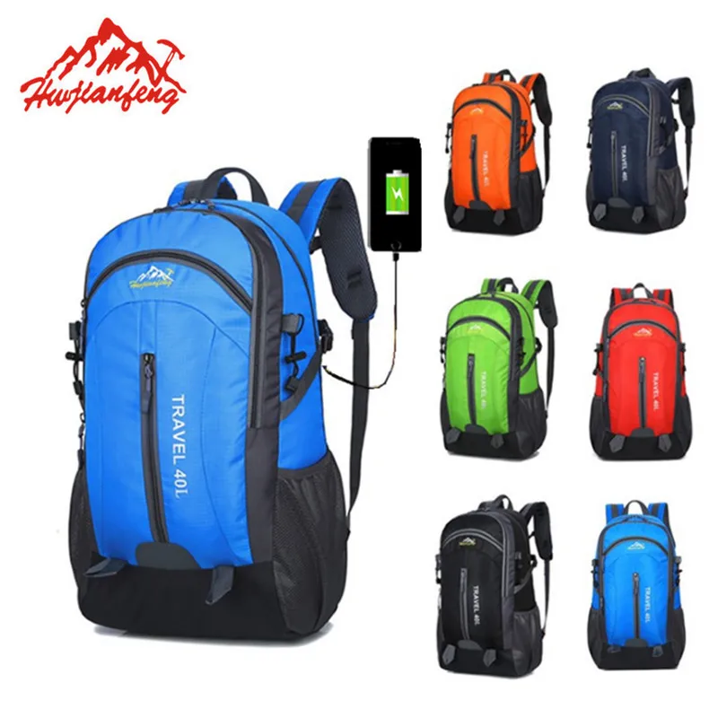 المرأة في الهواء الطلق الرياضة على ظهره تشغيل تسلق التخييم الجبلية تزلج على ظهره للرجال Usb في الهواء الطلق الرياضة التزلج على ظهره 40L