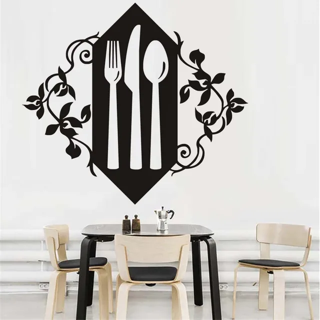 Knife Fork Spoon Vinyl Wall Decals Creative Art Kitchen Wall Stickers