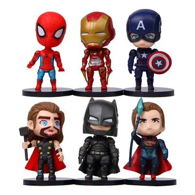 LZ591 6 psc Marvel брелок Мстители Капитан Америка Железный человек Человек-паук Heros фигурка Декор Автомобильная кукла с узором Автомобильные украшения - Цвет: LZ591