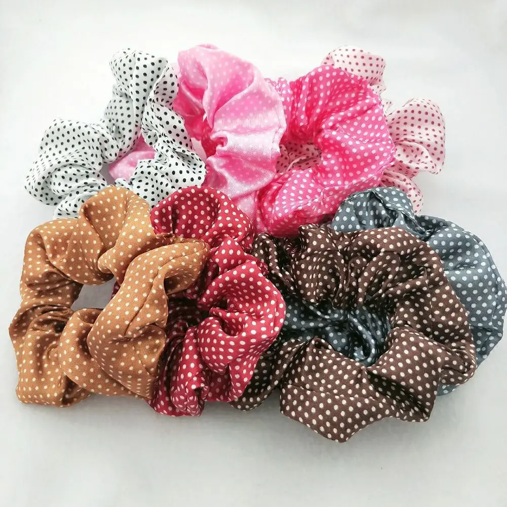 

Polka Dot Design Hair Scrunchies Ponytail Holder Hair Ties Hair Bands Chiffon Fabric Hair Scrunchy Ponytail Holder