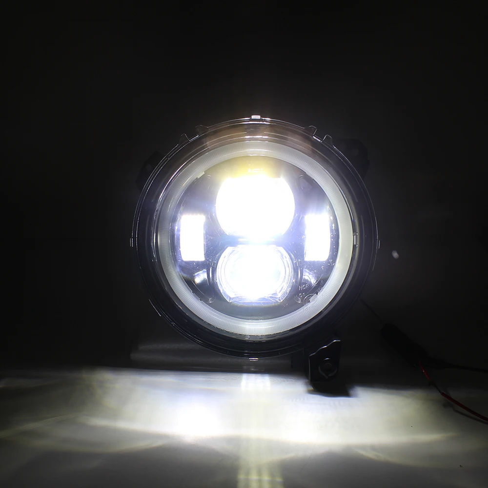 Для Jeep Wrangler JL& JLU светодиодный преобразования галогеновая фара 9 дюймов светодиодный проектор налобный фонарь для дальнего ближнего света с белый Ангел
