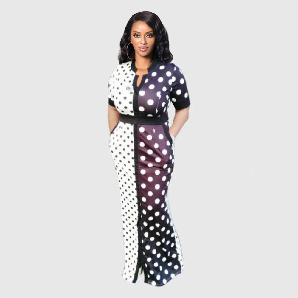

2019 New African Design Bazin Long Sleeve Dashiki Dress For Lady