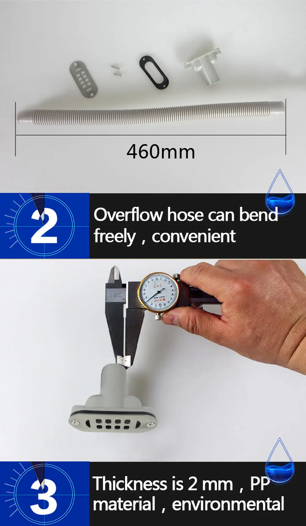 para transbordamento e drenagem contra vazamento, acessórios para banho e cozinha