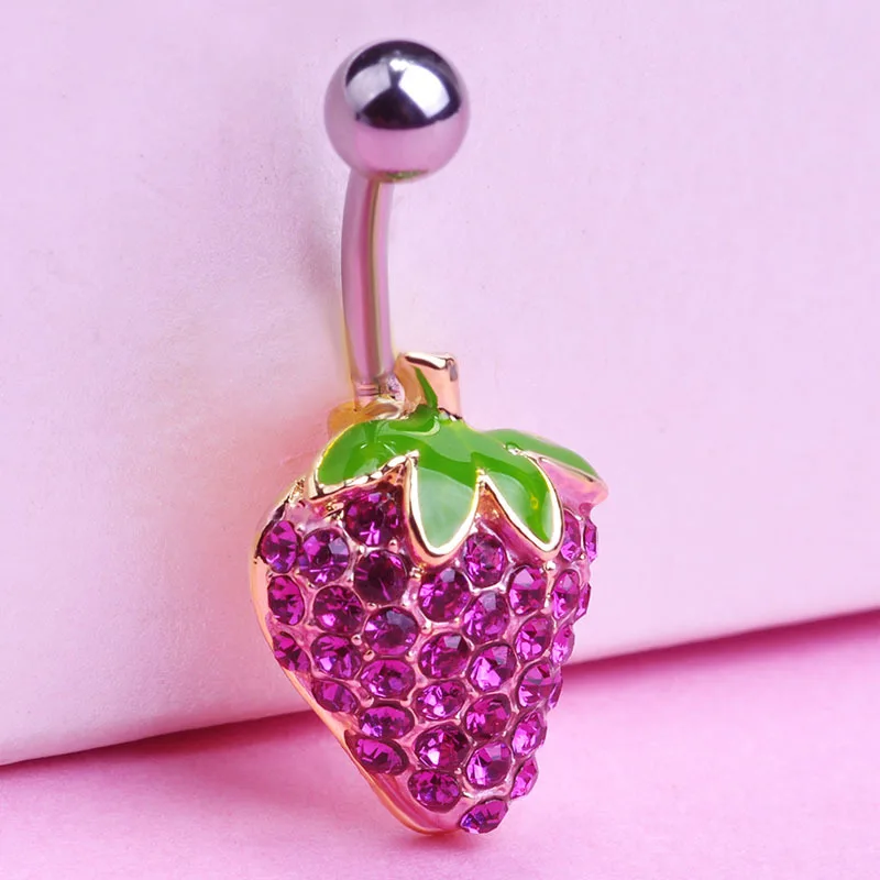 

Luxury Brand Sexy Accessories Strawberry Piercing Jewelry Dangle Navel Belly Button Ring Percing Feminino Body Jewellery Relogio