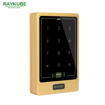 

RAYKUBE Door Access Password Keypad Waterproof IPX3 RFID 125HKz Card Reader For Door Access Control System R-T02 Glod