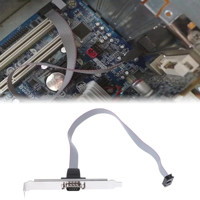 new Motherboard RS232 DB9 Pin Com Port Ribbon Serial Cable Connector Bracket