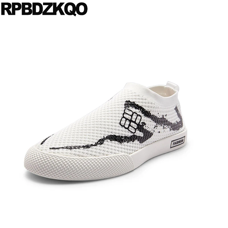 

knit shoes comfort casual skate breathable white latest footwear fashion spring men sneakers trainers 2018 slip on designer