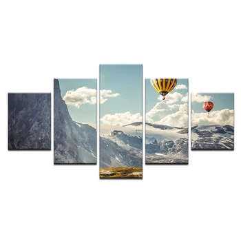 

5 Panels Snow Mountain Landscape Printed Canvas Painting Living Room Wall Art Pictures Home Decoration Shipped 24 Hour
