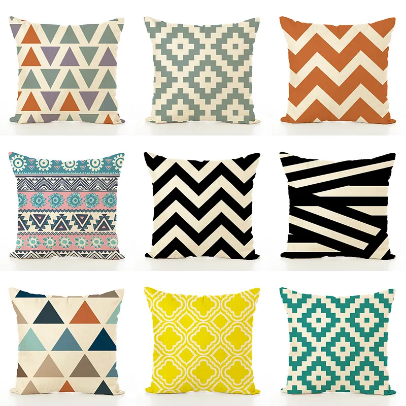 

Geometric Cushion Set Creative Simple Office Linen Pillowcase Modern Style Foreign Trade Lumbar Decorative Pillows