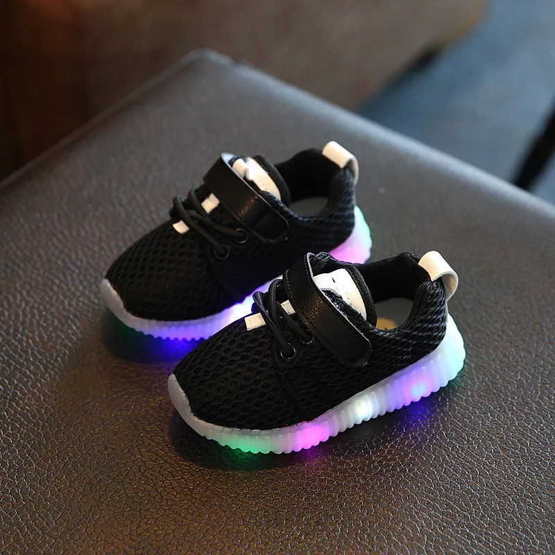 

2018 mesh cute LED glitter Lovey sneakers baby colorful lighted shoes baby hot sales running shoes girls boys free shipping