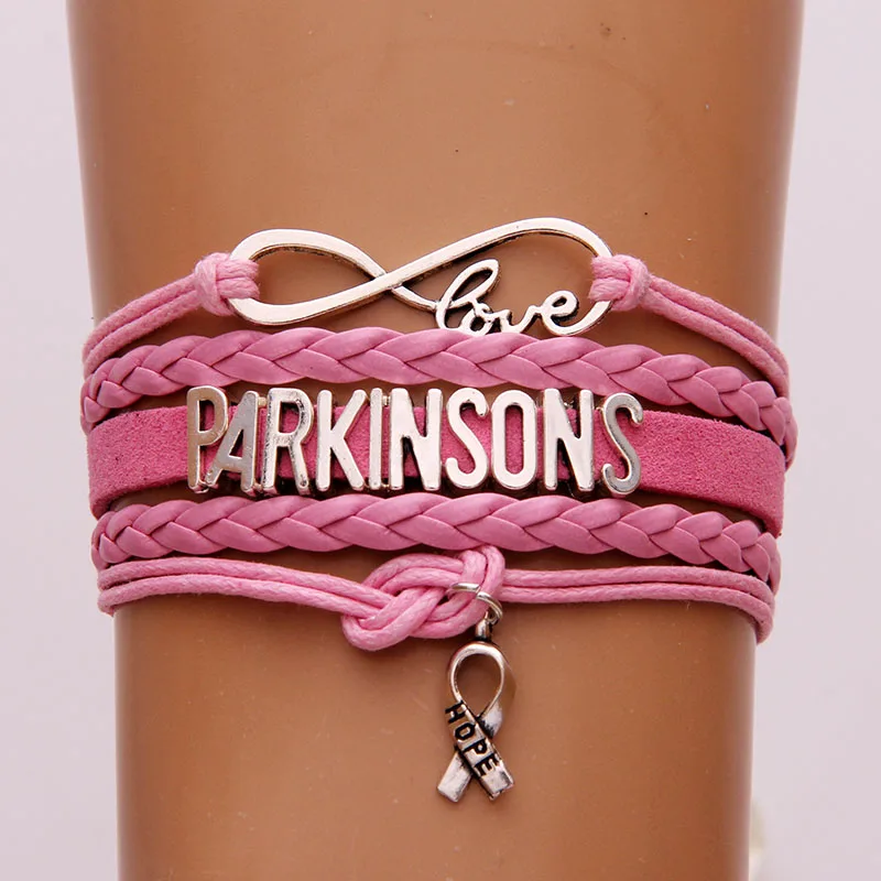 

NCRHGL Infinity love PARKINSONS bracelets bangles hope charm braided leather bracelet special jewelry for unisex Drop Shipping