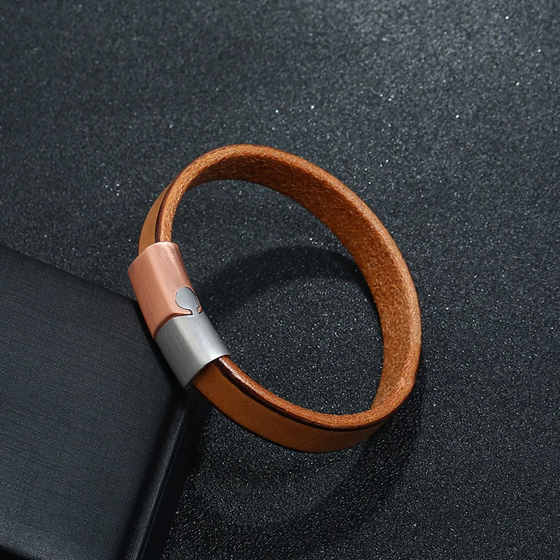 NIUYITID Bracelets & Bangles Mens Women Leather Bracelets 2018 Stainless Steel Buckle Male Rope Chain Wholesale Jewelry (6)