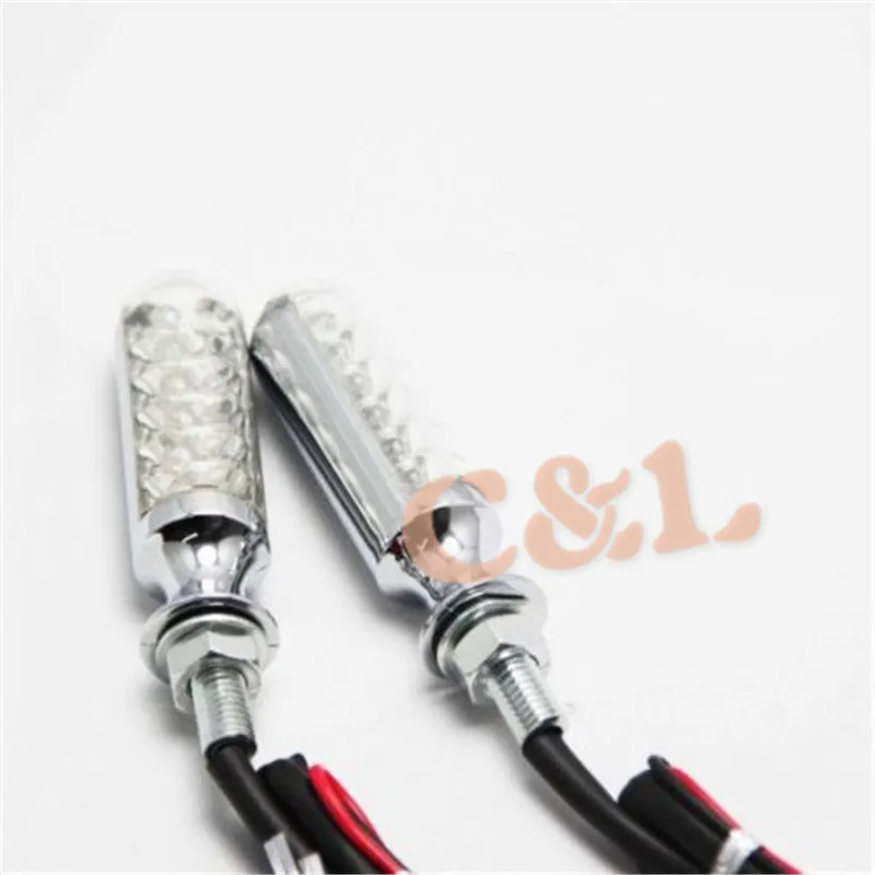 

ZORBYZ 12V Chrome Motorcycle Universal Flush Mount Round 12 LED Turn Signals Amber Light Indicators For Yamaha Suzuki Harley