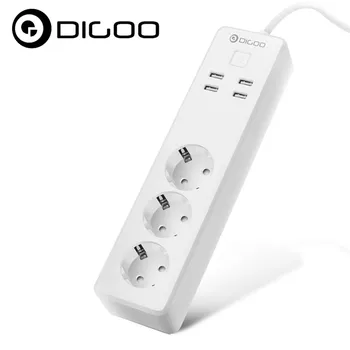 

DIGOO DG-PS01 Smart Home Electronics Power Strip EU Plug Work with Alexa 4 USB Port WiFi Wireless Remote Control Multiple Socket
