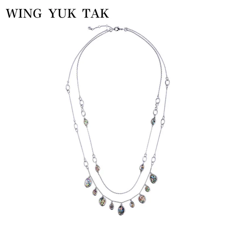 

wing yuk tak Statement Pendant Necklace Women's Neo Gothic Jewelry Geometric Vintage Layered Acrylic Personalized Long Necklace