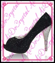 Aidocrystal 2016 Frauen Sommer Schwarz Kristall Pumps Sandalen Damen Sexy Peep Toe Schuhe