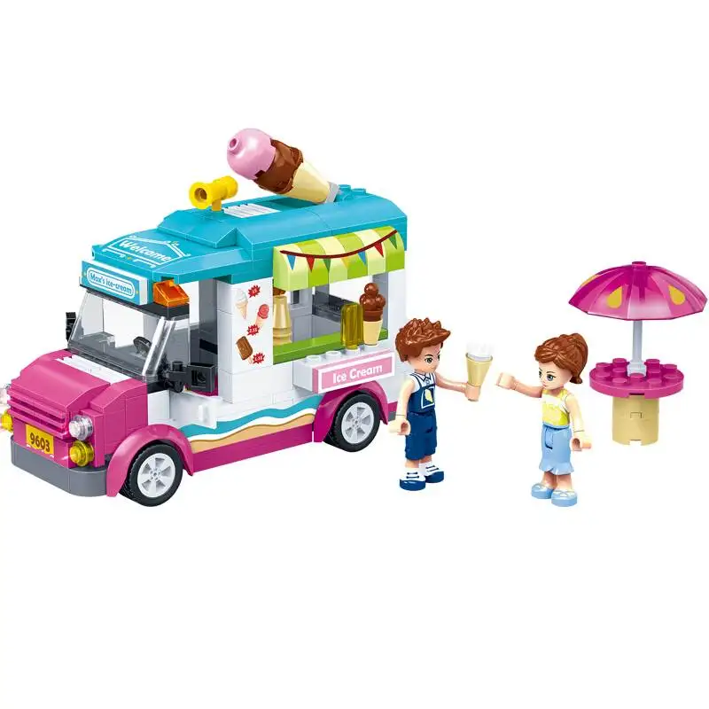 

9603 Gudi Girls Friends Ice Cream Van Model Building Blocks Enlighten Figure Toys For Children Compatible Legoe