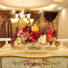 Европейская роскошная Ваза Искусственные цветы розы Цветочные искусства домашнего интерьера гостиной украшения